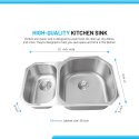 7 X 20.5 X 31.5 in. Double Bowl Stainless Steel Undermount Kitchen Sink Browns-BRU0907R