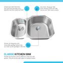 7 X 20.5 X 31.5 in. Double Bowl Stainless Steel Undermount Kitchen Sink Browns-BRU0907R