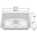 9 X 30 X 18 in. Handmade Single Bowl UM Square SS Kitchen Sink Bisman-BM30189
